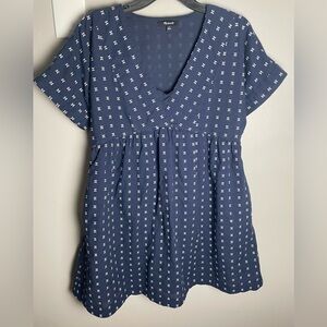 Madewell Navy Blue Mini Dress with White Geometric Print